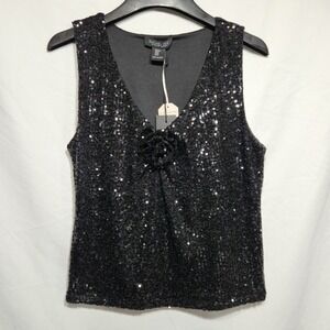 Rachel‎ Zoe  Women's Silver Sequin Tank Top Size Medium Holiday Evening